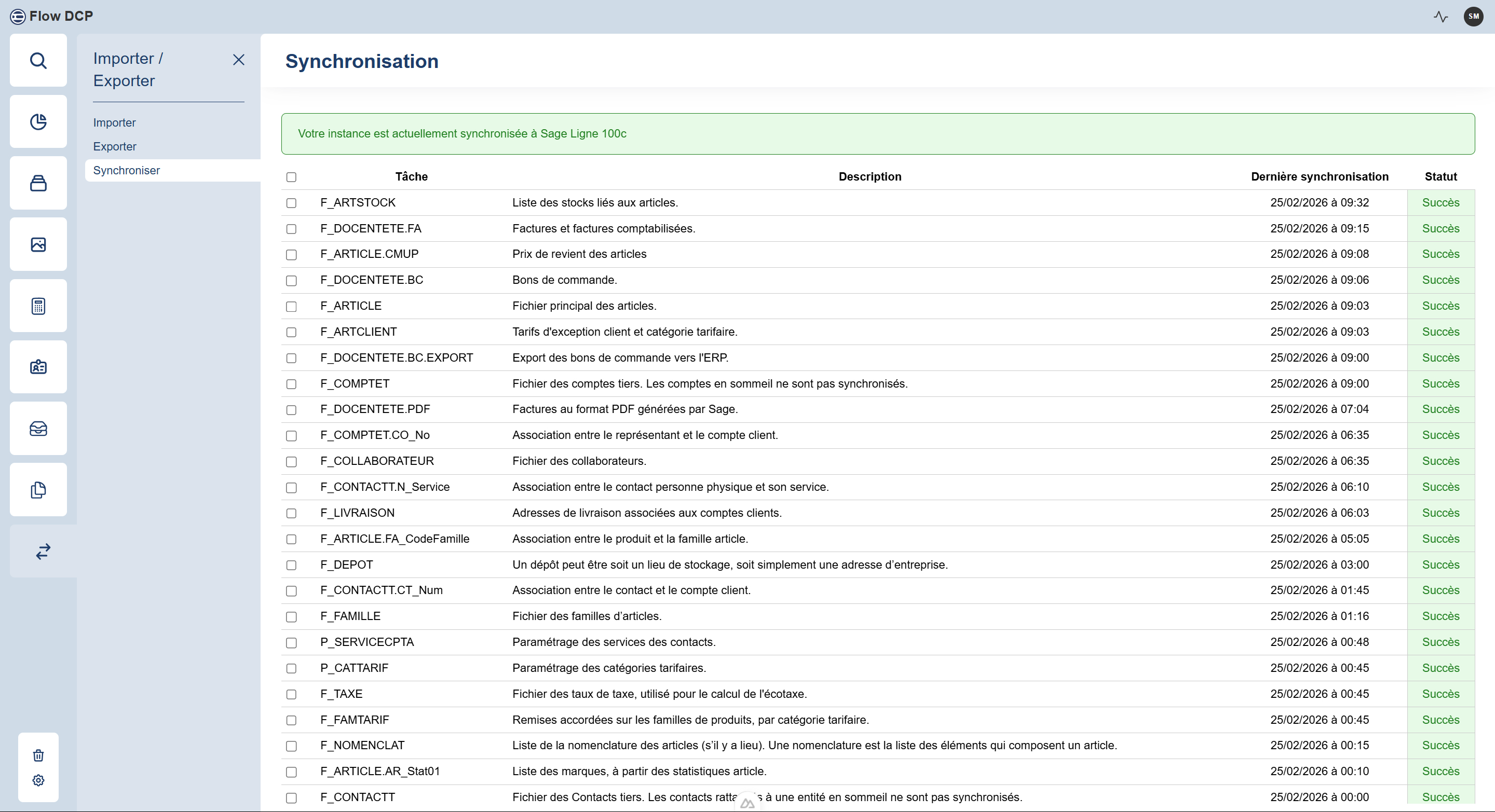 Synchronisation avec l'ERP